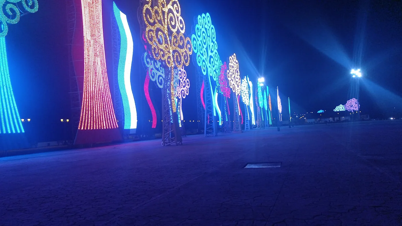 Lights at Puerto Salvador Allende in Managua during the return trip